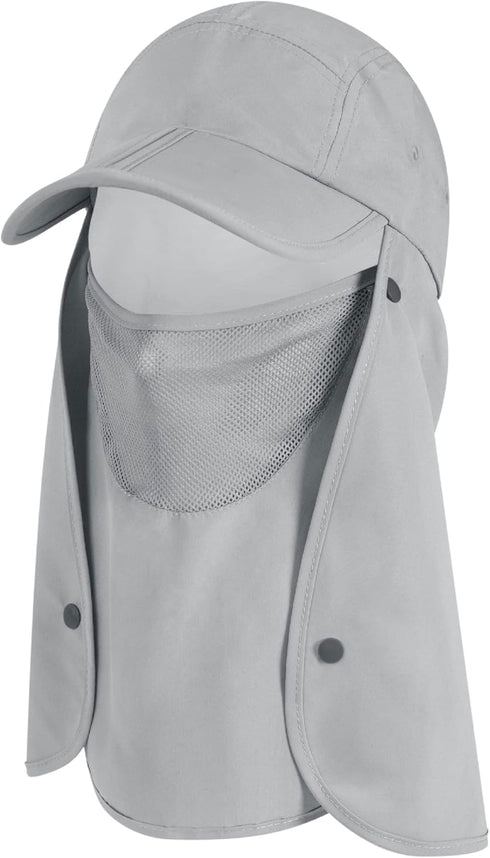 SUN CUBE Fishing Sun Hat with Neck Flap | UV Protection Outdoor Bucket Cap with Face Covering