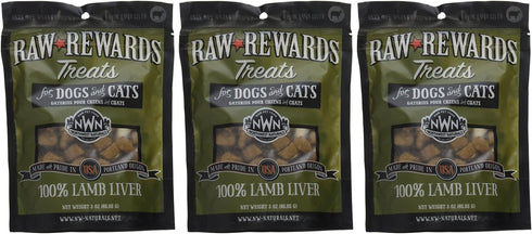 (3 Pack) Northwest Naturals Raw Rewards Freeze Dried Liver Treats, Lamb, 3 Ounces Each