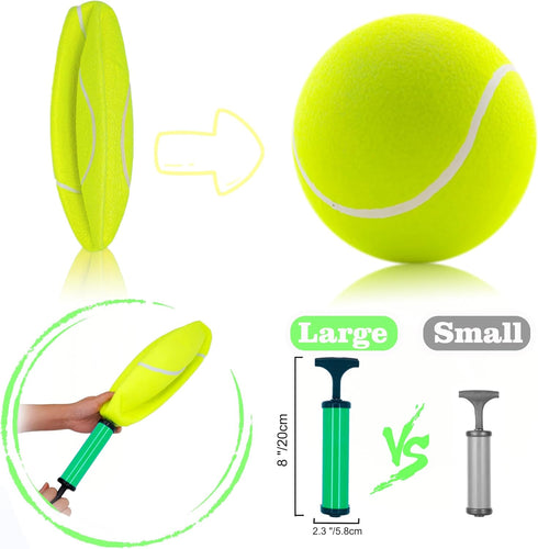 Giant 9.5" Dog Tennis Ball, 2 Pack Oversize Interactive Puzzle Toy with 1*Ball Pump + 1*Needle for Small, Medium, Large