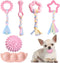 Puppy Toys, 6 Pack Teething Chew Toys for Small Breed, Cute Pink Soft Rubber Durable Dog Toys Set