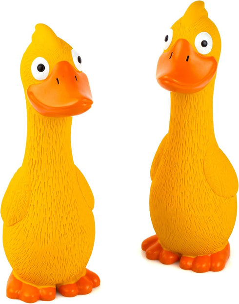 CHIWAVA 2 Pack 7.9 Inch Squeak Latex Dog Toy, Yellow Duck Interactive Play for Small and Medium Dogs