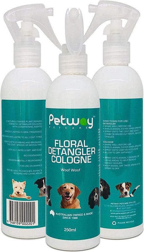 Petway Petcare Floral Detangler Cologne for Dogs, Detangling and Dematting Spray with Deodorizing Qualities for Added Shine and Luster to The Coat, Dog Grooming Detangler Conditioner Spray, 250ml