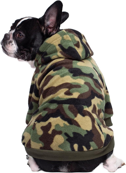 Camo French Bulldog Clothes Dog Hoodie Sweatshirts with Pockets for Small Dogs, Puppy, Chihuahua, Fleece Dog Sweaters