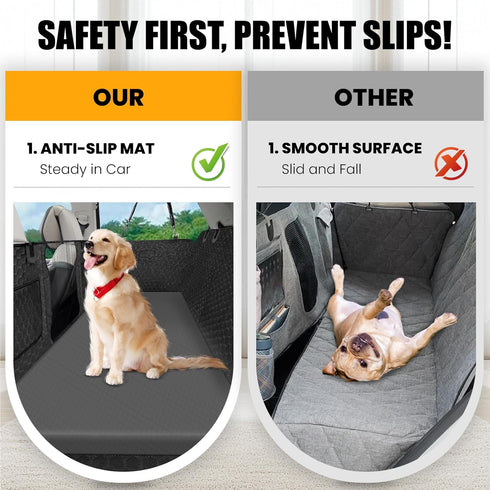 Dog Car Bed for Back Seat Cover, Supportive Foam Pet Mat Cushion for Car Backseat Extender with Removable Cover, Large