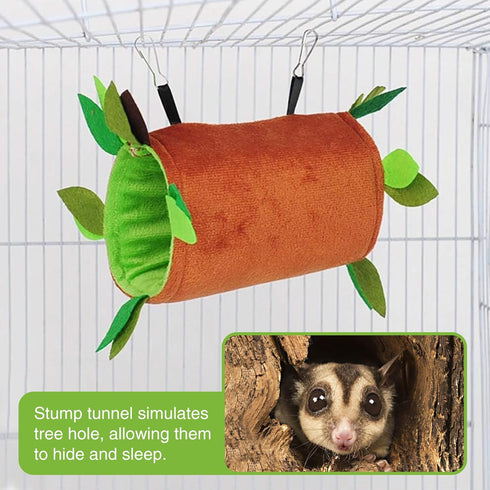 Hamiledyi 5PCS Hanging Bed & Hideout Set - Cotton Hamster Hammock, Tunnel, Swing Accessories for Dwarf Hamster, Rat,
