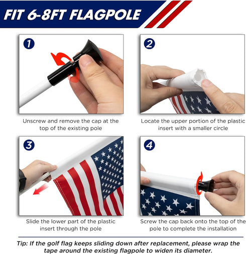 KINGTOP USA Golf Flag 20x14 Inch, Tube Inserted Dual-layer Nylon, Standard Putting Green Flags for Practice
