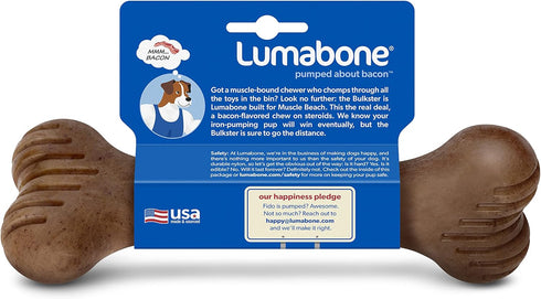 Bulkster Durable Chew Toy for Aggressive Chewers, Large, Real Bacon, Made in USA