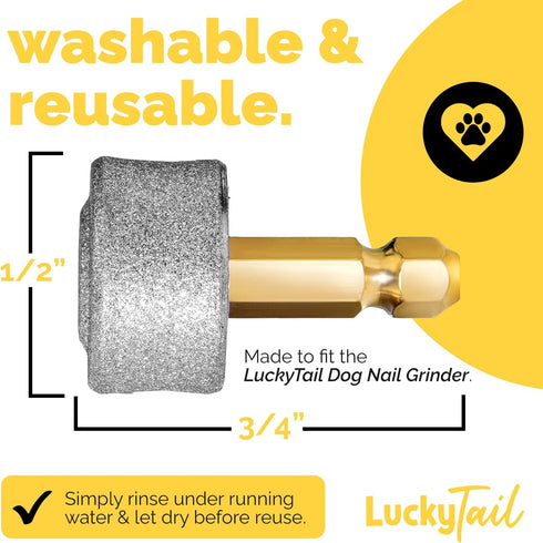 LuckyTail Dog Nail Grinder with Hard & Soft Replacement Heads, Premium Quality Professional Trimmers for Small & Large