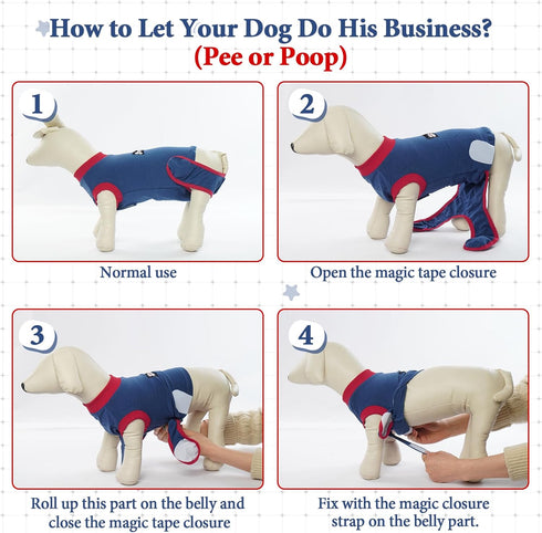 IDOMIK Dog Recovery Suit for Female Spay - Adjustable Anti-Licking Onesie, Soft Wound Bandage & E-Collar Alternative