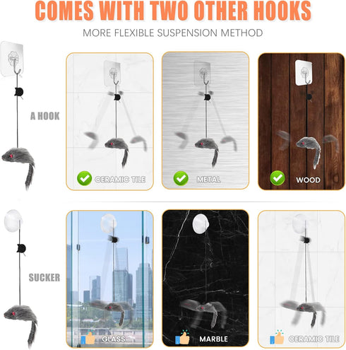 FYNIGO 2 Pcs Interactive Cat Mouse Toys for Indoor Adult Cats and Kittens, Self Play Hanging Door Mice