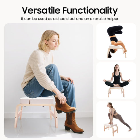 SAOUYPYMA 25 Inch 440.92lbs Yoga Headstand Bench, Yoga Inversion Bench with Seat Cushion, Portable Stand Yoga Chair