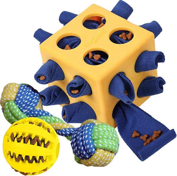 Dog Puzzles, Interactive Snuffle Toys, 3 Pack Chew Toys for Aggressive Chewers, Slow Eating, Relieve Boredom