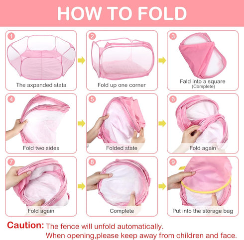 VitalCozy Hamster Playpen with Mat Small Animal Cage Tent Breathable Transparent Guinea Pig Playpen Waterproof Portable