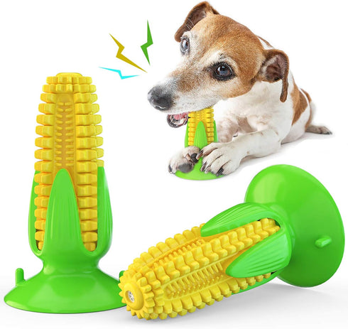 Carllg Puppy Teething Chew Toys, Corn Stick Tough Dog Chew Toys for Training and Teeth Cleaning, Squeaky Toothbrush