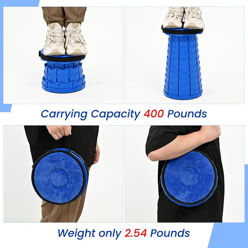 2 Pack 400lbs, Upgraded Collapsible Stools Folding Stool with Cushion,Retractable Folding Stool Max Load Capacity