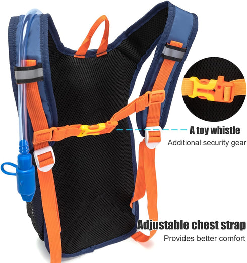 Kids Hydration Backpack, Hiking Backpack with 1.5L Water Bladder for Boys or Girls.