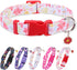 PUPTECK Cute Adjustable Dog Collar, Red Floral Pattern Design for Small Medium Large Dogs, Gift for Male Female Dogs