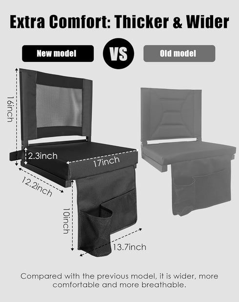 MOIICARE (1, Stadium Seats for Bleachers with Back Support, Bleacher Chairs with Backs and Cushion Wide, Portable