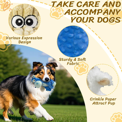 MeetYooo 3Pack Squeaky Stuffed Dog Toys- Indoor&Outdoor Playing Toys for Large to Small, Durable Plush Toys to Keep