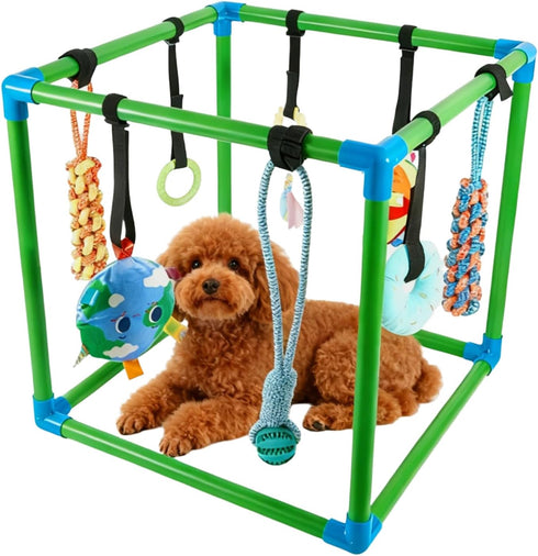 SpaceTime Puppy Play Gym with 8 Hanging Toys,Interactive Dog Toys to Keep