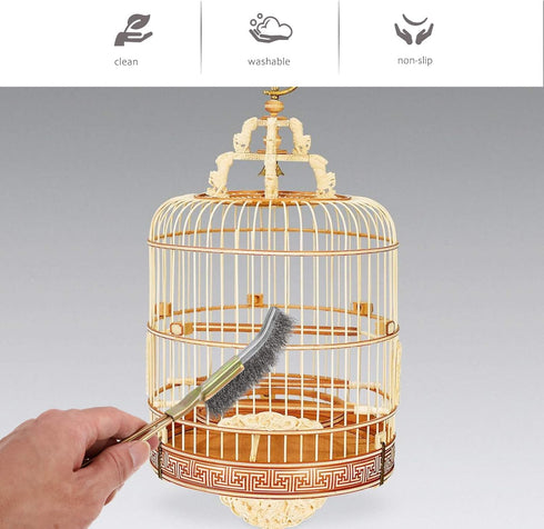 2pcs Bird Cage Cleaning Brush, Long Handle Feeder Wire Brush Cleaner for Parrot Pet Cage