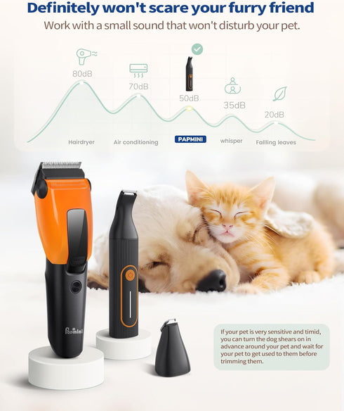Dog Grooming Kit for Heavy Thick Hair & Coats, 3 in 1 Rechargeable Cordless Pet Shaver with Storage Box, Quiet Trimmer