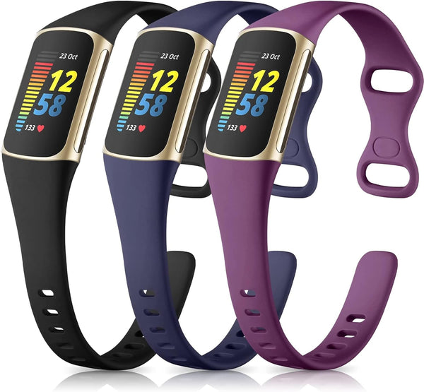 Maledan Compatible with Fitbit Charge 5 and Charge 6 Bands, Soft Sport Waterproof Replacement Slim Wristbands for