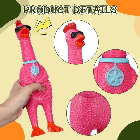 8 Toys(11 Inch,Mixed Pcs Silly Rubber Chicken Screaming Chicken Dog Toy with Squeaker Large Squeaky Prank Noise Maker