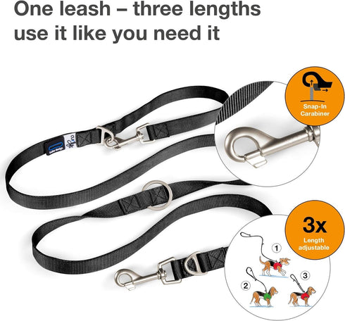 Adjustable Nylon Leash, Black, M