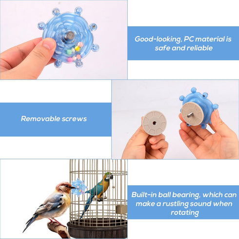 PEUTIER Parrot Spinner Toy, Medium Small Funny Parakeet Conures Toy Interactive Parrot Toy Bird Toy Spinning Rattle