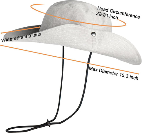 Unisex Boonie Hats, 100% Cotton Bucket Hat, Wide Brim UV Sun Protection for Hiking, Fishing, Safari, Beach, Garden