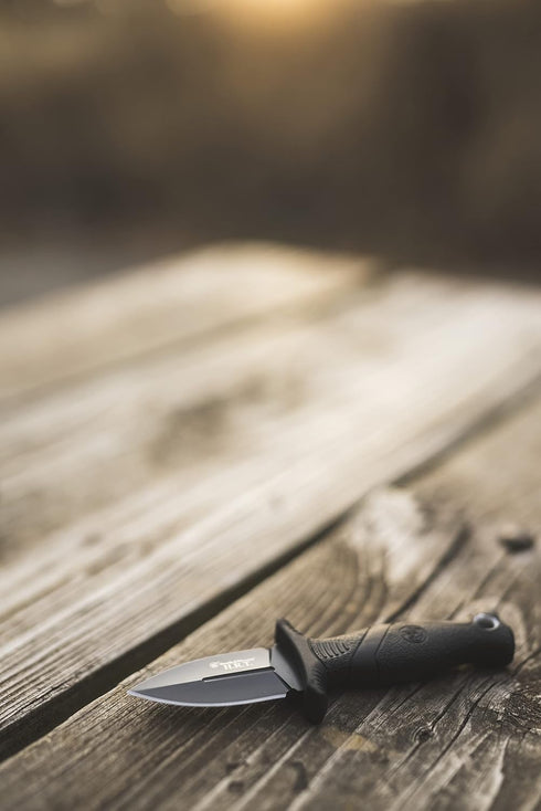 Smith & Wesson 5in High Carbon SS Fixed Blade Knife with 2 in 1 False Edge Blade for Outdoor Tactical Survival