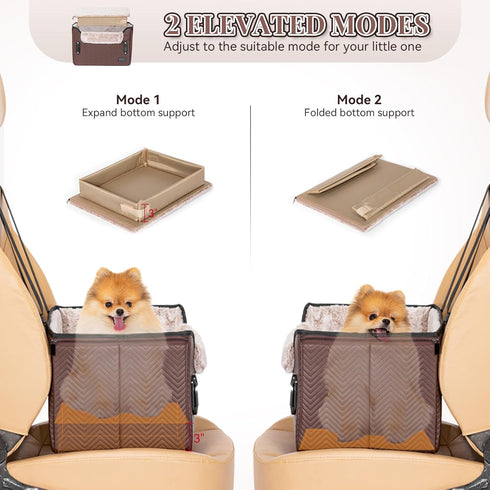 25lbs PETSFIT Car Seat for Dogs, Waterproof PU Leather Dog Car Seat for Small Dogs with Patent Safe Buckles, Clip-On