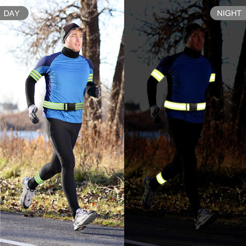 Hotop 6 Pieces Reflective Band Strap, High Visibility Safety Glow PT Belt for Arm, Wrist, Ankle, Leg Running Cycling