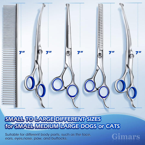 Gimars 7.0in Professional 4CR Stainless Steel Safety Round Tip Dog Grooming Scissors for Pets