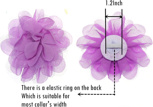 BoomBone Dog Collar Flowers Accessory, Pack of 4 Flower Charms Sliders for Dog Collars