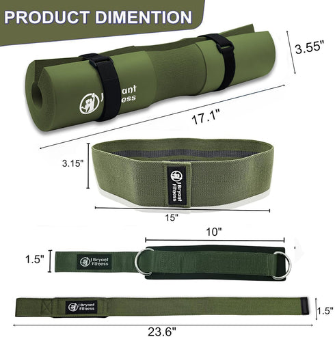 J Bryant Barbell Pad Set with 2 Ankle Straps, Thick Cushion Hip-Thrusts Pad, Carry Bag for Weight Lifting