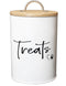 White Dog and Cat Treat Container with Easy to Open Bamboo Lid, 98 oz Pet Treat Storage Container