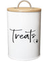 White Dog and Cat Treat Container with Easy to Open Bamboo Lid, 98 oz Pet Treat Storage Container