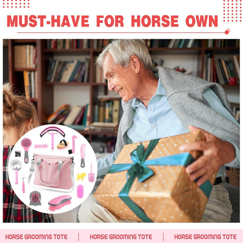15 Sets Abbylike Pieces Horse Grooming Kit with Organizer Tote Bag Tack Room Supplies Horse Brush Care Equine Cleaning
