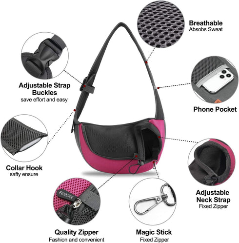 FDJASGY Pet Sling Carrier for Small Dogs Cats, Breathable Mesh Hand Free Puppy Backpack with Adjustable Strap and Pouch