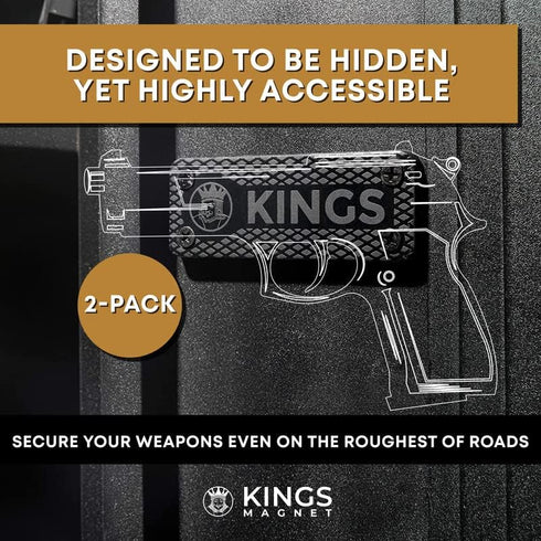 Gun Holder | Rubber Coated Magnetic Concealment Mount for Pistols, Rifles and Shotguns for Men and Women | Hidden Storage for Vehicle, Truck, Car, Bedside or Home