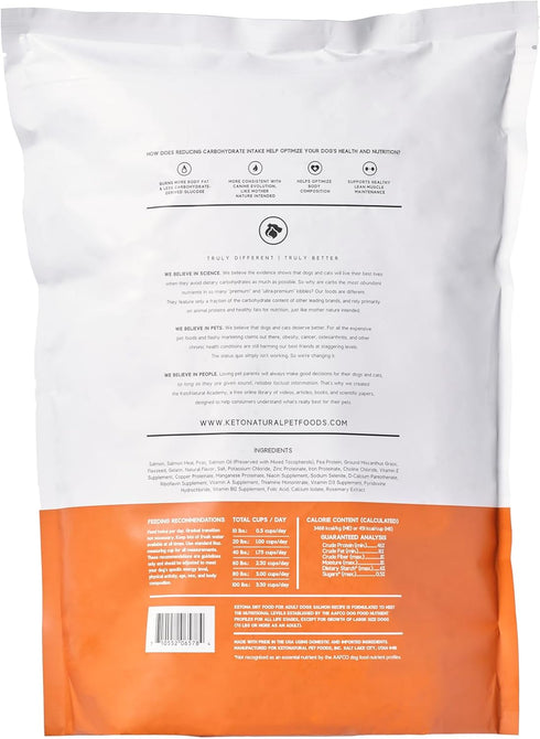 Ketona Salmon Recipe Adult Dry Dog Food, Natural, Low Carb (5%), High Protein (46%), Grain-Free, 4.2 lb