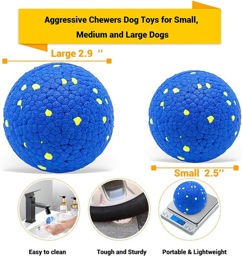 Dog Balls for Aggressive Chewers, 2 Pack Indestructible Durable Bouncy Floating Balls for Fetch & Training