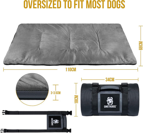 OneTigris Portable Travel Dog Bed, Waterproof Anti-Slip Cushioned Mat for Camping and Indoor Use