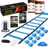 Speed Agility Training Set - Includes Agility Ladder, Steel Stakes, Sports Headband, Jump Rope, Disc Cones, Gym Bag