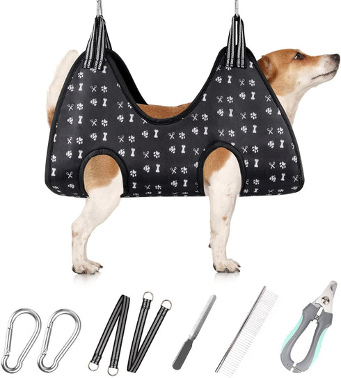 ATESON Pet Dog Grooming Hammock Harness for Nail Trimming (S 30lb), Dog