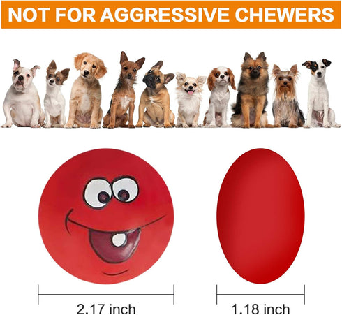Squeaky Dog Toys, Funny Face Chewing Latex Rubber Fetch Play Balls for Puppy Small Medium Pet Dog (6PCS)