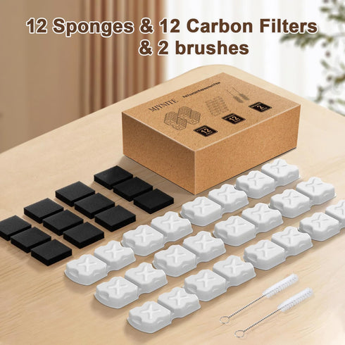 MJYNITE 12 12 2 Cat Water Fountain Filter Replacement Kit - Cat Fountain Filters, Sponges & Brushes, Compatible