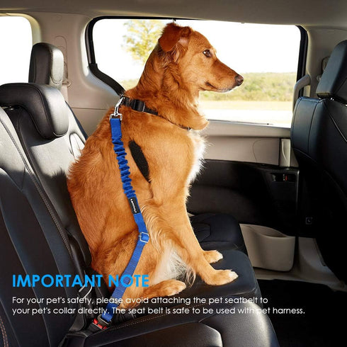 URPOWER 2 Pack Dog Seat Belt - Retractable Car Harness Adjustable Pet Safety Belt with Elastic Bungee Buffer